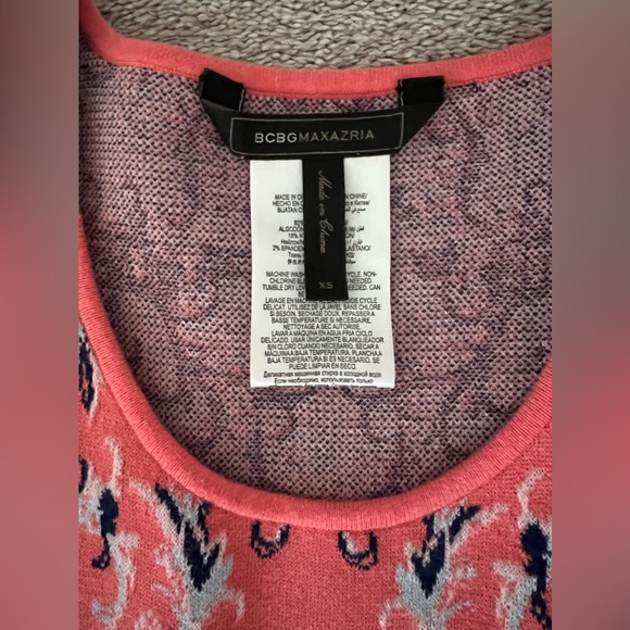 BCBGMaxAzria Wilma Floral Knit Jacquard Dress Pink Size XSmall Floral Sweater - Picture 5 of 7
